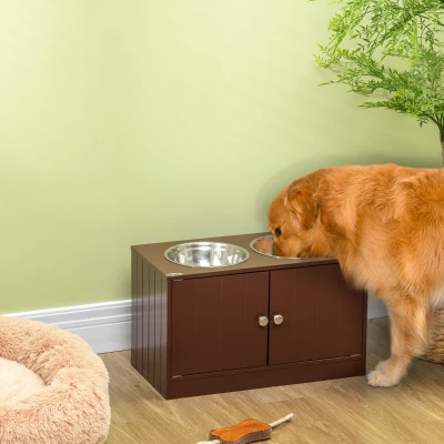 Pet Feeder 23.5" x 11.75" x 14" Brown