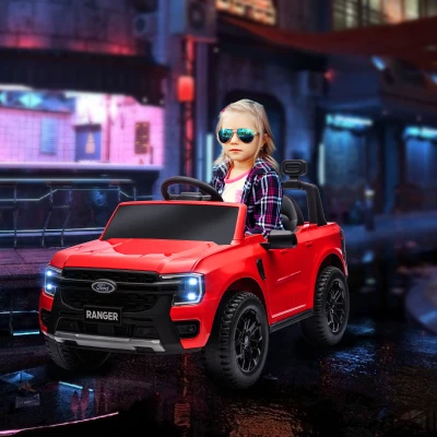 Qaba Ford Ranger 12V Kids Ride On Car, Remote Control, Red