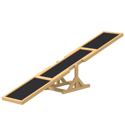 PawHut Wood Pet Seesaw, Dog Agility Training Equipment for Obedience Training, Weather Resistant, Yellow