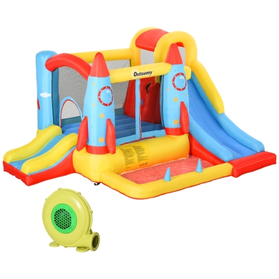Outsunny Kids Inflatable Water Slide, 4-in-1 Bounce House