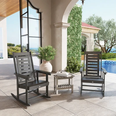 Outdoor Rocking Chair Set 35" x 25.6" x 40.6" Dark Gray
