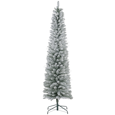 HOMCOM 7ft Pencil Christmas Tree, Snow Flocked Branches