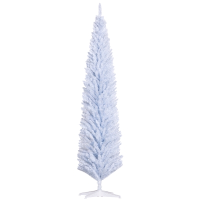 HOMCOM 8ft Unlit Pencil Artificial Christmas Tree, White