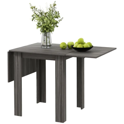 HOMCOM Folding Dining Table, Extendable Kitchen Table for Small Space, Drop Leaf Table for 2-4 People, Grey