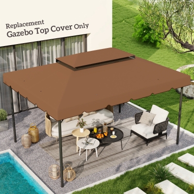 Outsunny 13' x 10' Gazebo Replacement Canopy, Gazebo Top Cover with Double Vented Roof for Garden Patio(TOP ONLY), Coffee