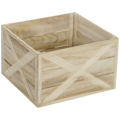 HOMCOM 24" Wooden Christmas Tree Collar Box, Light Distressed Finish