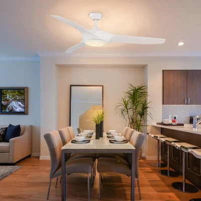 HOMCOM 52" Reversible Ceiling Fan with Light, White
