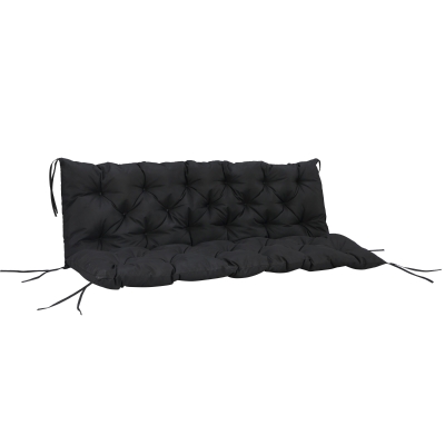 Outsunny Porch Swing Cushion Garden Bench Cushion with Backrest, Non-Slip 3-Seater Thick Pad, Swing Chair Mat Replacement for Indoor and Outdoor, 59.1" x 38.6", Black