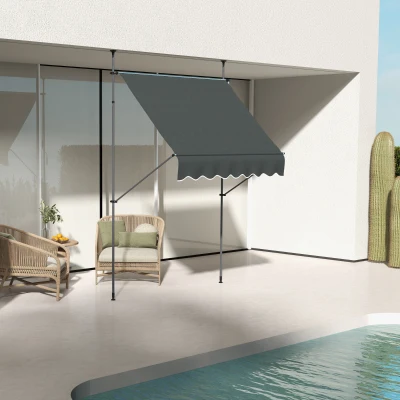 Outsunny 6.5' x 4' Manual Retractable Awning, Dark Gray