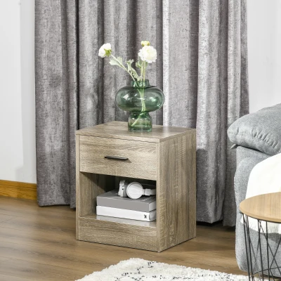 HOMCOM Modern Side Table with Drawer, Gray