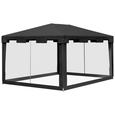 Outsunny 10 × 13 ft Outdoor Gazebo Canopy with Mesh Sidewalls – Party Tent Shade