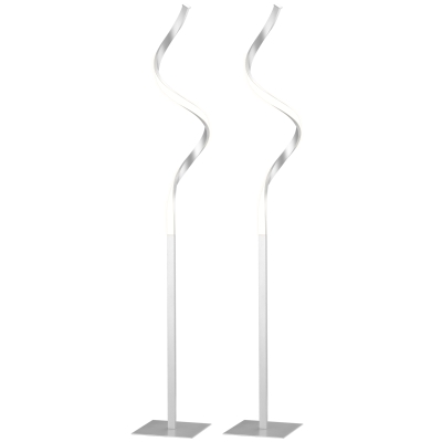 HOMCOM Modern Spiral LED Floor Lamp, Set of 2, Silver