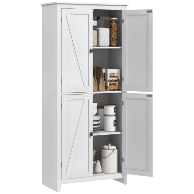 HOMCOM 72" Freestanding Farmhouse Kitchen Pantry Cabinet, White