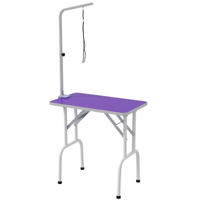 PawHut Foldable Pet Grooming Table for Dogs Cats with Adjustable Arm, Non-slip Surface, Purple