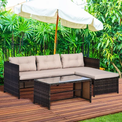 3 Piece Chat Set 73" x 49" x 24.5" Beige