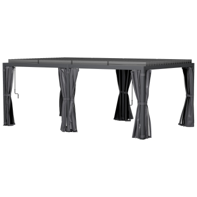 Outsunny 12' x 19' Aluminum Pergola, Adjustable Outdoor Canopy, Dark Gray
