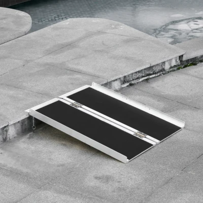 HOMCOM 3FT Folding Aluminum Wheelchair Ramp, 594lbs Capacity
