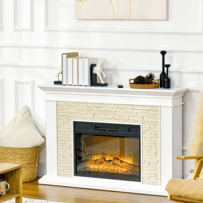 HOMCOM 31.5" Electric Fireplace Heater with Mantel, 1400W, White