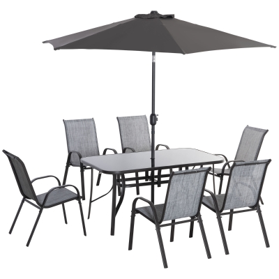 Outsunny 8-Piece Patio Furniture Set with 9ft Umbrella, Gray