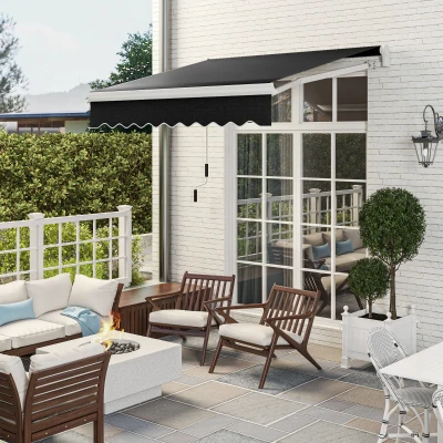 Outsunny 8' x 7' Retractable Patio Awning, Black