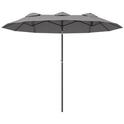 Outsunny 9.5' Double-sided Patio Umbrella, Gray