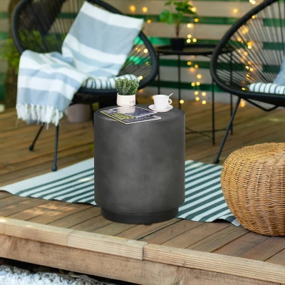 HOMCOM Accent Table with Concrete Finish, Adjustable Feet, Charcoal Gray