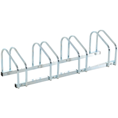 Soozier 4-Bike Bicycle Floor Parking Rack Cycling Storage Stand Garage Organizer for Indoor and Outdoor Use Silver