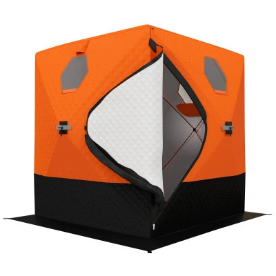 Outsunny 2-3 Person Insulated Ice Fishing Shelter, Pop up Ice Fishing Tent with Windows, Vents and Carry Bag, for Low-Temp -22℉