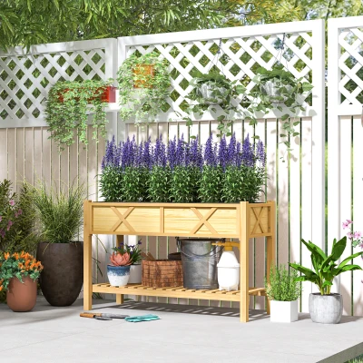 Raised Planter 47.2" W x 21.7" D x 31.5" H Natural Wood