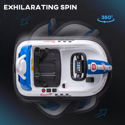 Aosom Bumper Car for Kids, 360° Rotation 6V Electric Ride On Bumper, White(m-4)