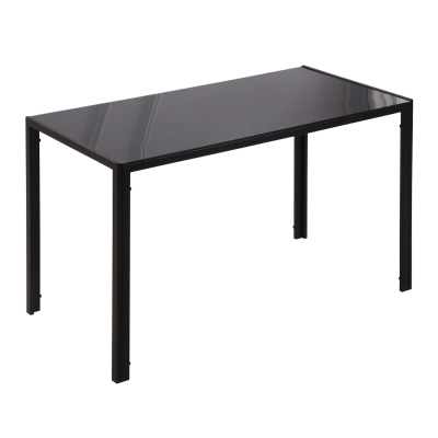 HOMCOM Rectangular Kitchen Table for 4 People, Dining Table with Tabletop Tempered Glass for Dining Room, Living Room, Black