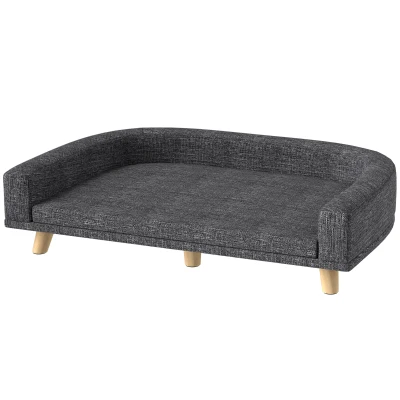 PawHut Dog Sofa for Large Dogs with Washable Cover, Anti-slip Foot Pads, Dark Grey