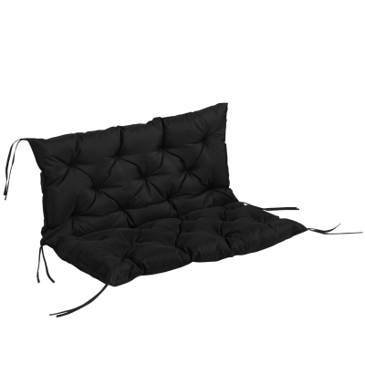 Outsunny Porch Swing Cushion Garden Bench Cushion with Backrest, Non-Slip 2-Seater Thick Pad, Swing Chair Mat Replacement for Indoor and Outdoor, 39.4" x 38.6", Black