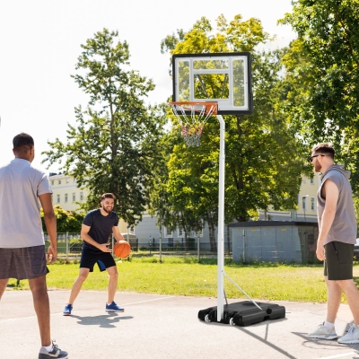 Soozier Portable Basketball Hoop, 7ft-8.5ft Height Adjustable Basketball System with Wheels & 32.3" Backboard for Youth Junior