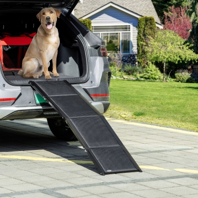 PawHut Folding Pet Ramp, 62 Inch Lightweight Portable Dog Ramp for Extra Large Dogs, Non-Slip Surface for Cars, Trucks and SUVs, Black