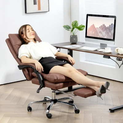 Massage Office Chair 25.5" W x 28.25" D x 46" H Coffee
