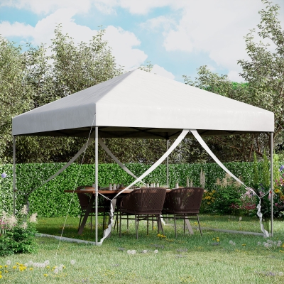 Outsunny 10' x 10' Pop-Up Canopy Tent Outdoor Party Tent, 3-Level Adjustable Height, Silver