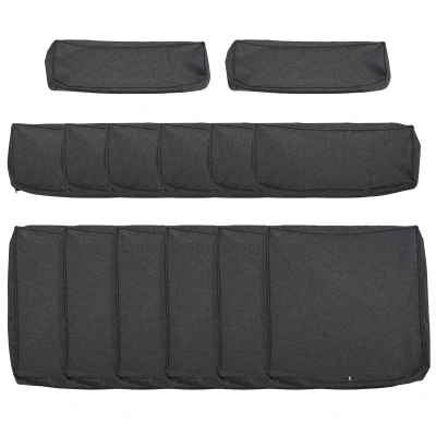Outsunny 14pcs Sofa Cushion Cover Set Outdoor Patio Rattan Sofa Cushion Polyester Cover Replacement No Cushion Padding Included 6 Seat Cushion Cover & 8 Back Cushion Cover, Grey