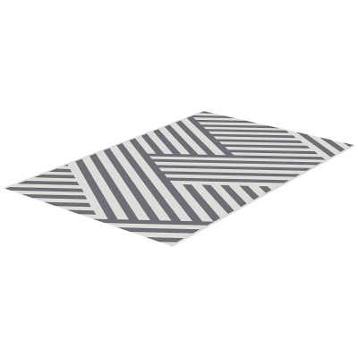 Outsunny Reversible Outdoor RV Rug, Patio Floor Mat, 6' x 9' Plastic Rug for Backyard, Deck, Beach, Camping, Grey and Cream