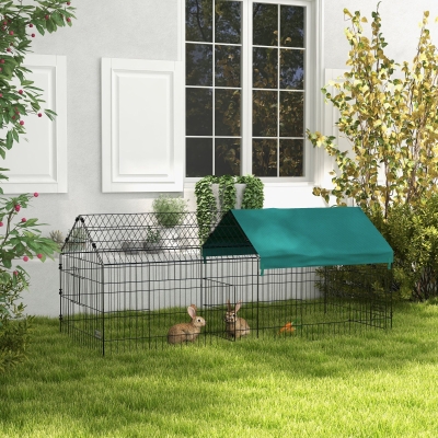 PawHut 73" Small Animal Playpen with Roof for Rabbits