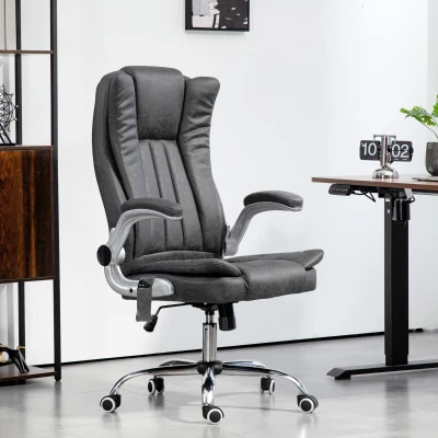 HOMCOM Vibration Massage Office Chair, Heated High Back, Gray