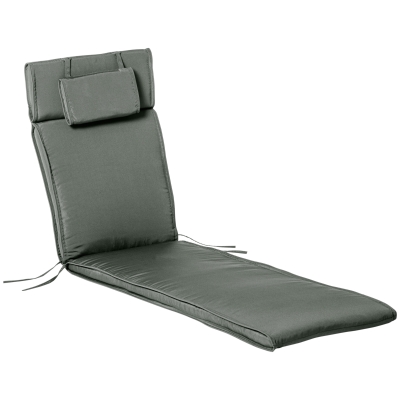 Outsunny Garden Lounger Chair Cushion Replacement, Deep Seat Patio Cushions with Thick Padded, Headrest, Removable Cover, Grey