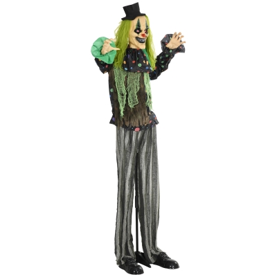 HOMCOM 6.1' Life Size Clown Halloween Decoration, Sound & Motion