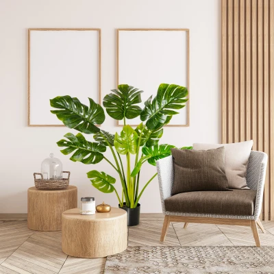 HOMCOM 3.5ft Artificial Monstera Tree, Faux Plant for Décor