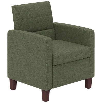 HOMCOM Fabric Accent Chair, Modern Armchair with Seat Cushion and Non-Slip Pads for Living Room, Bedroom, Dark Green