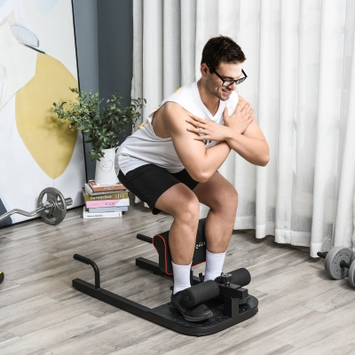 Soozier 3 in 1 Padded Push Up Sit Up Squat Machine Home Gym Fitness Equipment, Black