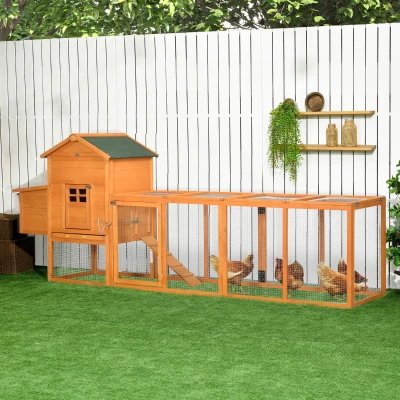 PawHut Extra Large Chicken Coop with Removable Tray, Orange