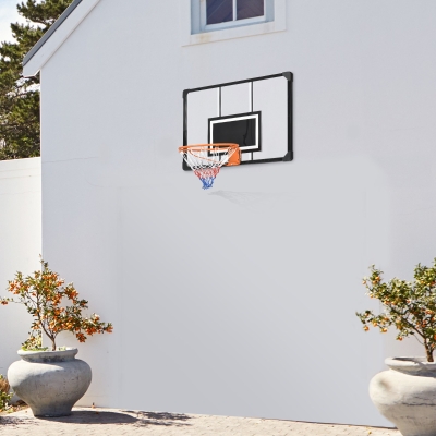 Soozier Wall Mounted Mini Basketball Hoop with 45" x 29" Backboard, Rim and All-Weather Net for Indoor and Outdoor Use