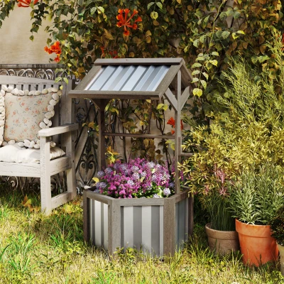 Raised Garden Bed 25.6" W x 22.4" D x 45.7" H Light Gray