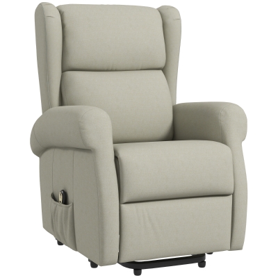 HOMCOM Wingback Lift Chair for Elderly, Power Chair Recliner with Footrest, Remote Control, Side Pockets, Cream White